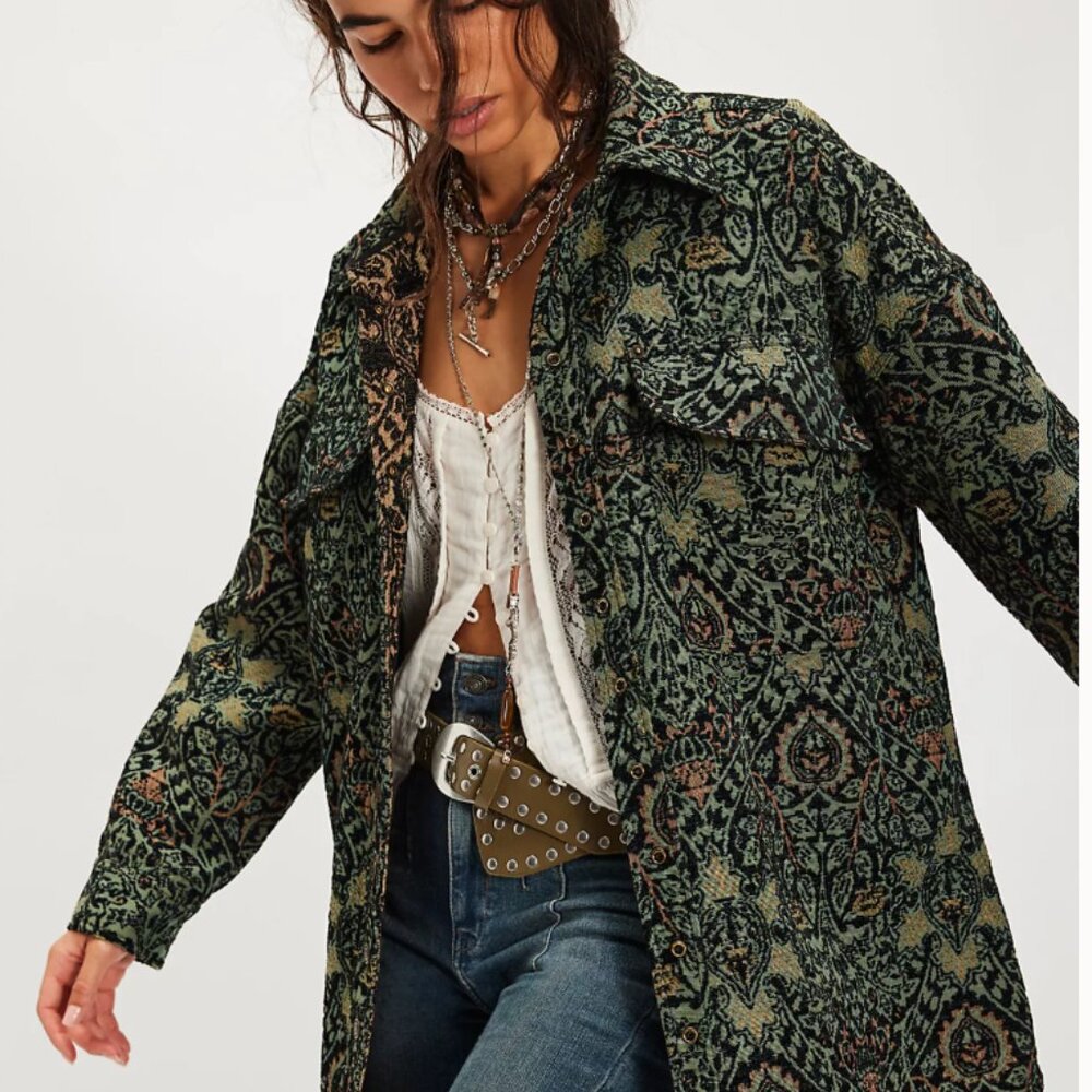 We The Free Tapestry Fog Jacquard Shirt